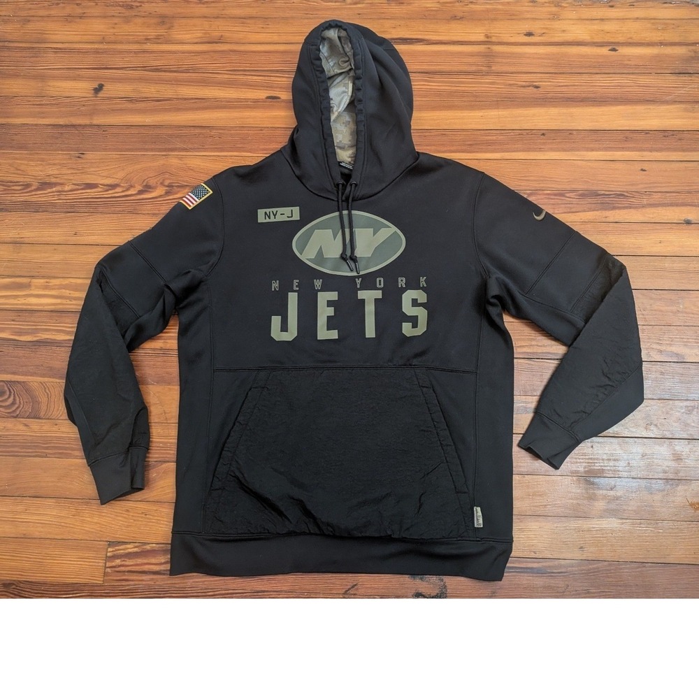 Nike New York Jets NFL Therma-FIT Pullover Hoodie Black Men's Large